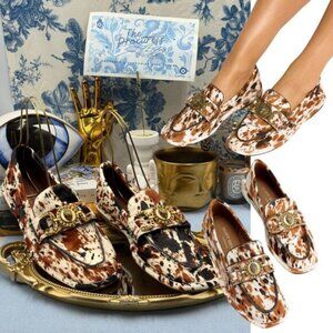 🆕 KURT GEIGER LONDON 🧿 NWOB Mansion Soft Loafer, Cow Print - Sz 41US 10
